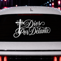 Sticker Vinil "Dios Por Delante" - Formato Horizontal (30x15 cm)