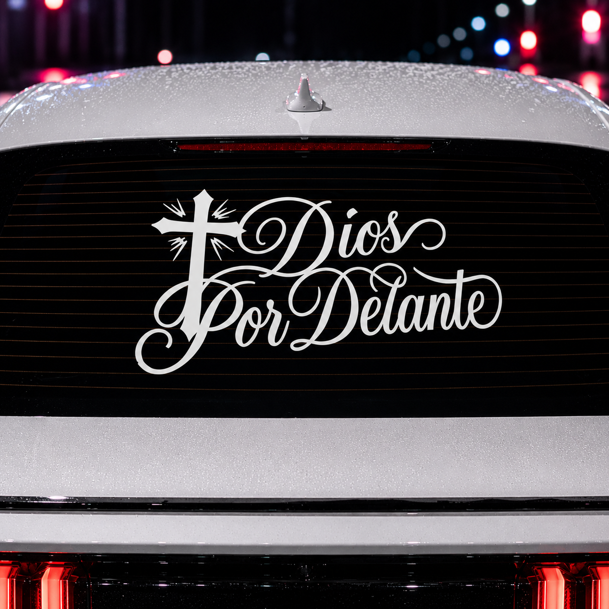 Sticker Vinil "Dios Por Delante" - Formato Horizontal (30x15 cm)