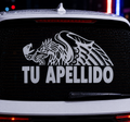 Sticker De Vinil Águila Con Apellido Personalizado Carro 30x30