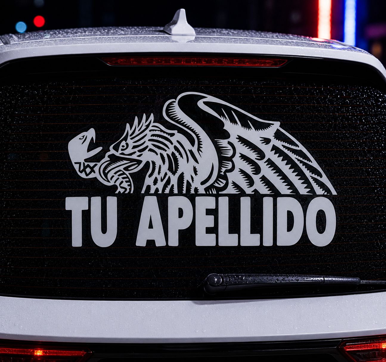 Sticker De Vinil Águila Con Apellido Personalizado Carro 30x30